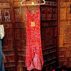 Abel the Label Chic Red Floral High Low Dress
